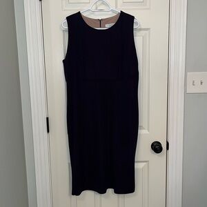 Exclusively Misook Navy Sleeveless Lined Knit Sheath Dress Sz Large Casual Work‎
